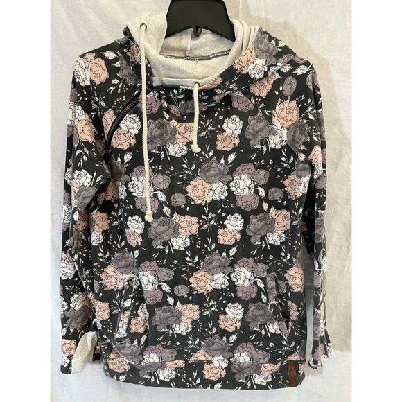 Ampersand Avenue Women's Floral Medium Hooded Sweatshirt With Pockets - Picture 1 of 8
